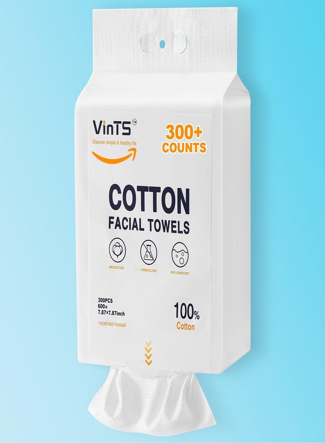 VinTS Hanging Cotton Face Towel Disposable, 300 Counts Face Towel Washcloth Facial Cleansing for Makeup Wipes,Wet Dry Dual Use, Ultra Soft Cotton Facial Wipes for Skincare, Facial Cleansing,1 Pack - Image 1
